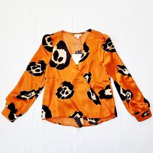 NWT Honey Punch Leopard Crossover Blouse